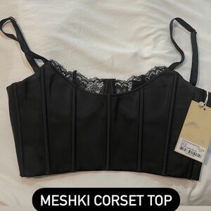Meshki Midnight Black Lace Corset